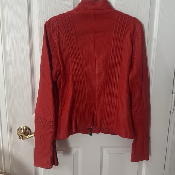 Bagatelle Vibrant orange/Red Leather Jacket size 12 - Picture 5 of 6
